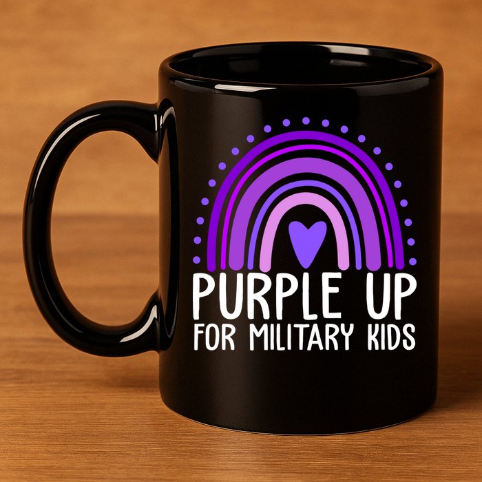 Purple Up For Miliartykids Rainbow Heart 11oz C Handle Ceramic Mug