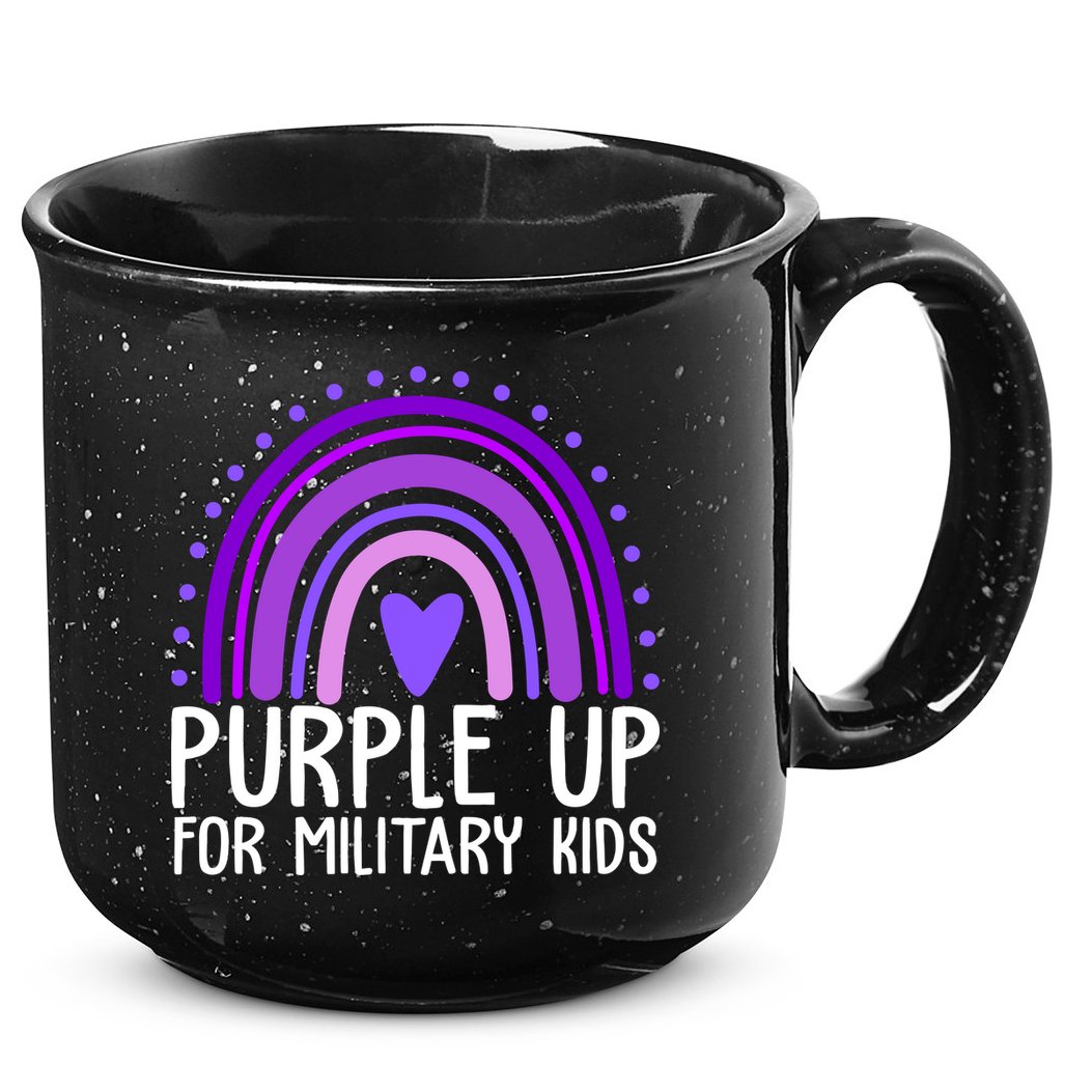 Purple Up For Miliartykids Rainbow Heart 15oz Campfire Ceramic Mug