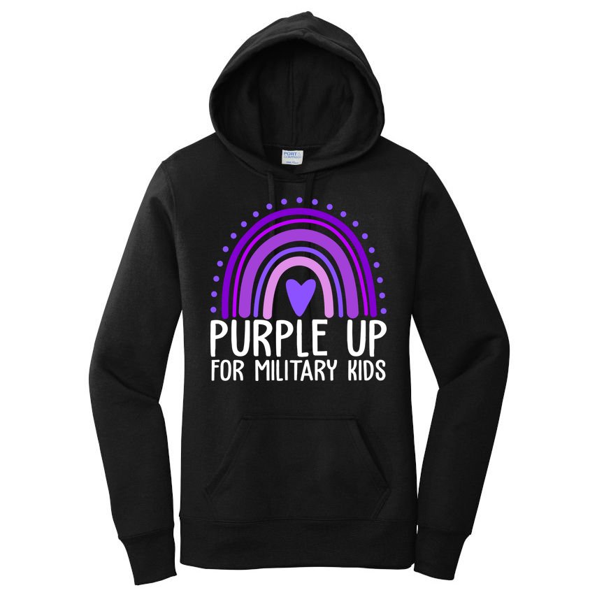 Purple Up For Miliartykids Rainbow Heart Women's Pullover Hoodie