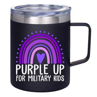 Purple Up For Miliartykids Rainbow Heart 12oz Stainless Steel Coffee Mug