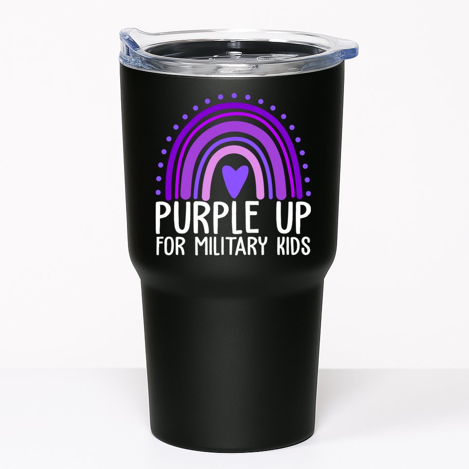 Purple Up For Miliartykids Rainbow Heart Tumbler