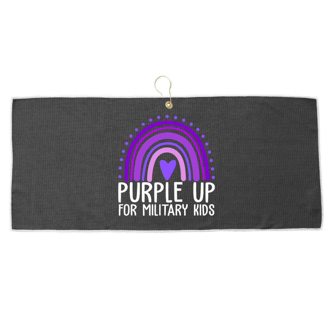 Purple Up For Miliartykids Rainbow Heart Large Microfiber Waffle Golf Towel