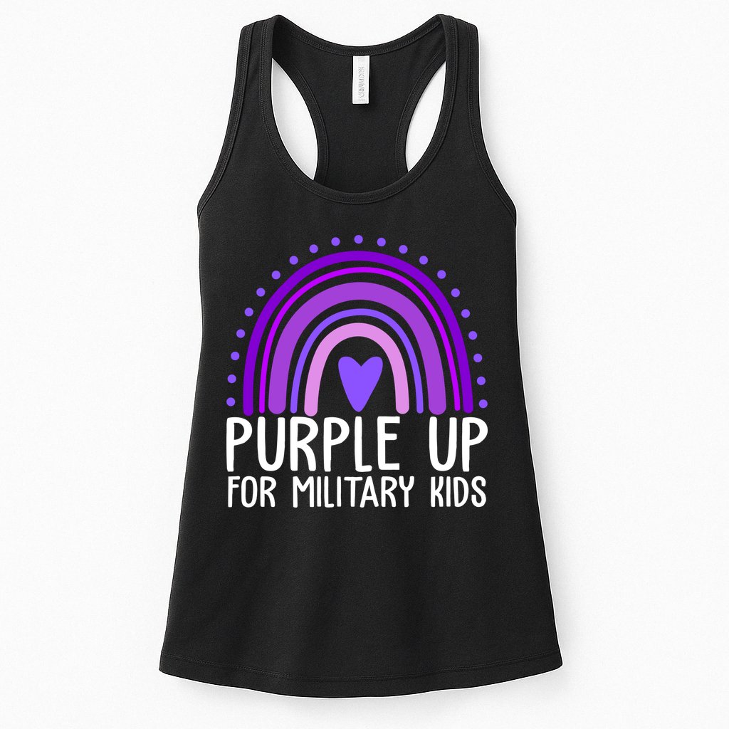 Purple Up For Miliartykids Rainbow Heart Womens Tank Top