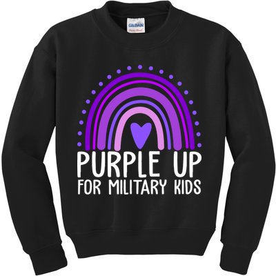 Purple Up For Miliartykids Rainbow Heart Kids Sweatshirt