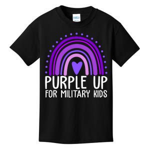 Purple Up For Miliartykids Rainbow Heart Kids T-Shirt