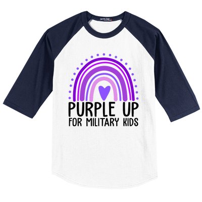 Purple Up For Miliartykids Rainbow Heart Baseball Sleeve Shirt