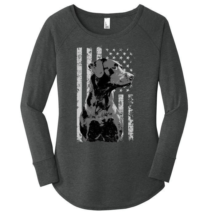 Patriotic USA Flag Black Labrador gift for Lab Owners Women's Perfect Tri Tunic Long Sleeve Shirt