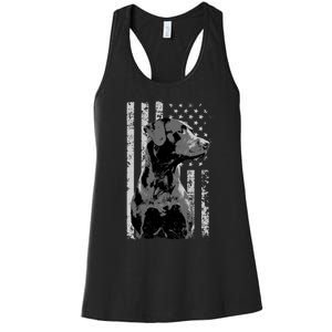 Patriotic USA Flag Black Labrador gift for Lab Owners Women's Racerback Tank