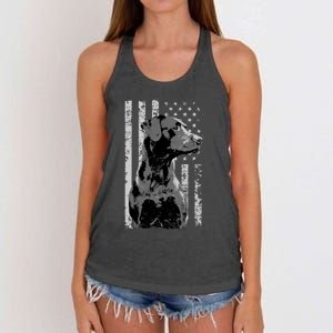 Patriotic USA Flag Black Labrador gift for Lab Owners Women's Knotted Racerback Tank