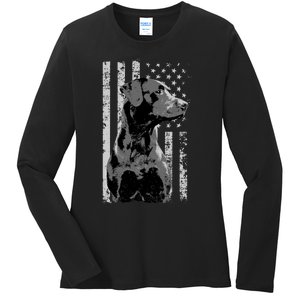 Patriotic USA Flag Black Labrador gift for Lab Owners Ladies Long Sleeve Shirt