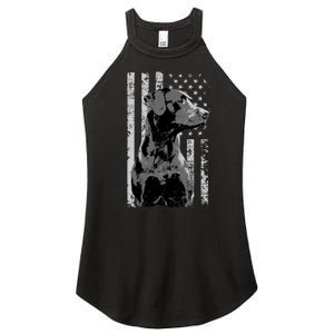 Patriotic USA Flag Black Labrador gift for Lab Owners Women's Perfect Tri Rocker Tank