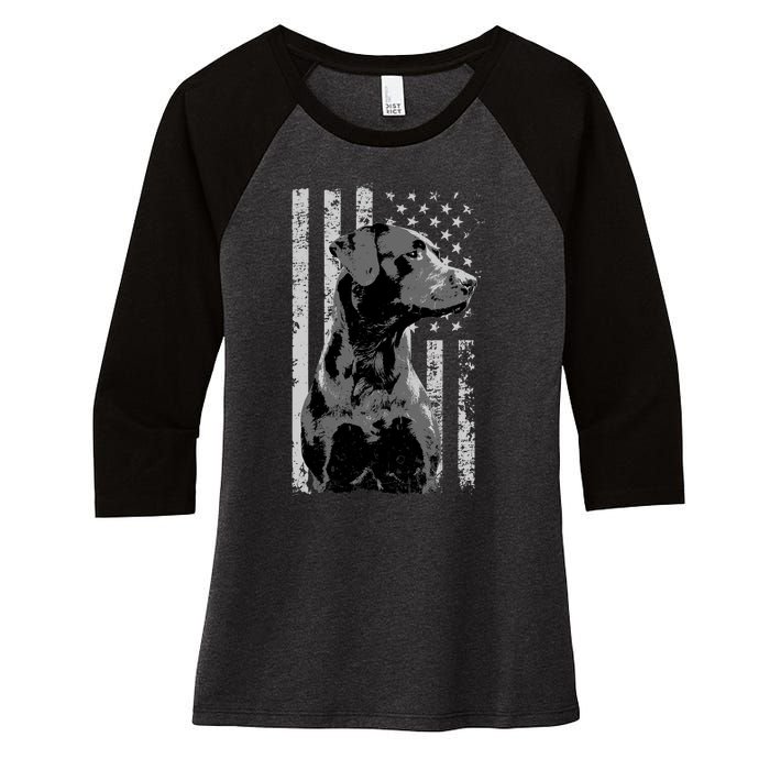 Patriotic USA Flag Black Labrador gift for Lab Owners Women's Tri-Blend 3/4-Sleeve Raglan Shirt