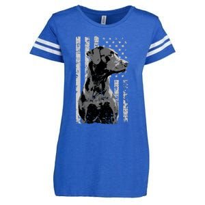 Patriotic USA Flag Black Labrador gift for Lab Owners Enza Ladies Jersey Football T-Shirt