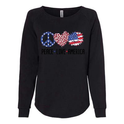 Patriotic Usa Flag Sunflower 4th July Peace Love America Cute Gift Womens California Wash Sweatshirt