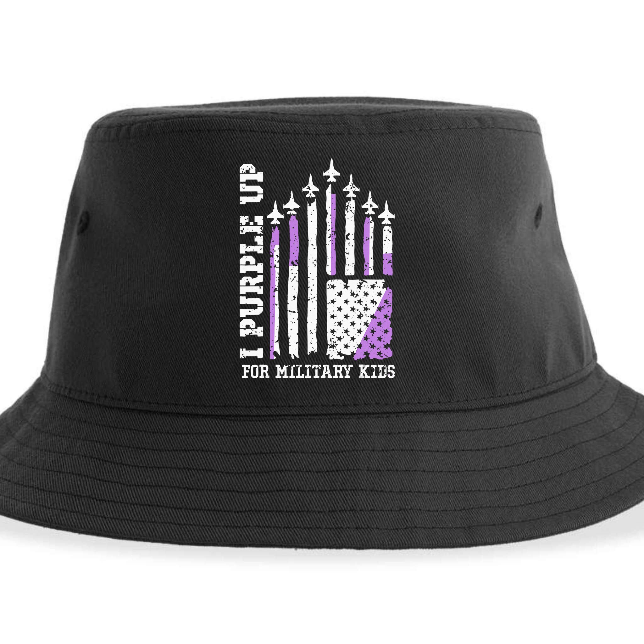 Purple Up for Military Kid U.S Flag Military Child Month  Sustainable Bucket Hat