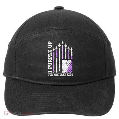Purple Up for Military Kid U.S Flag Military Child Month  7-Panel Snapback Hat