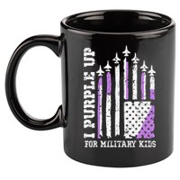 Purple Up for Military Kid U.S Flag Military Child Month  11oz C Handle Ceramic Mug
