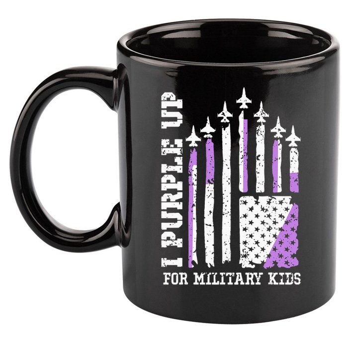 Purple Up for Military Kid U.S Flag Military Child Month  11oz C Handle Ceramic Mug