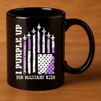 Purple Up for Military Kid U.S Flag Military Child Month  11oz C Handle Ceramic Mug
