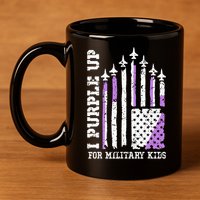 Purple Up for Military Kid U.S Flag Military Child Month  11oz C Handle Ceramic Mug