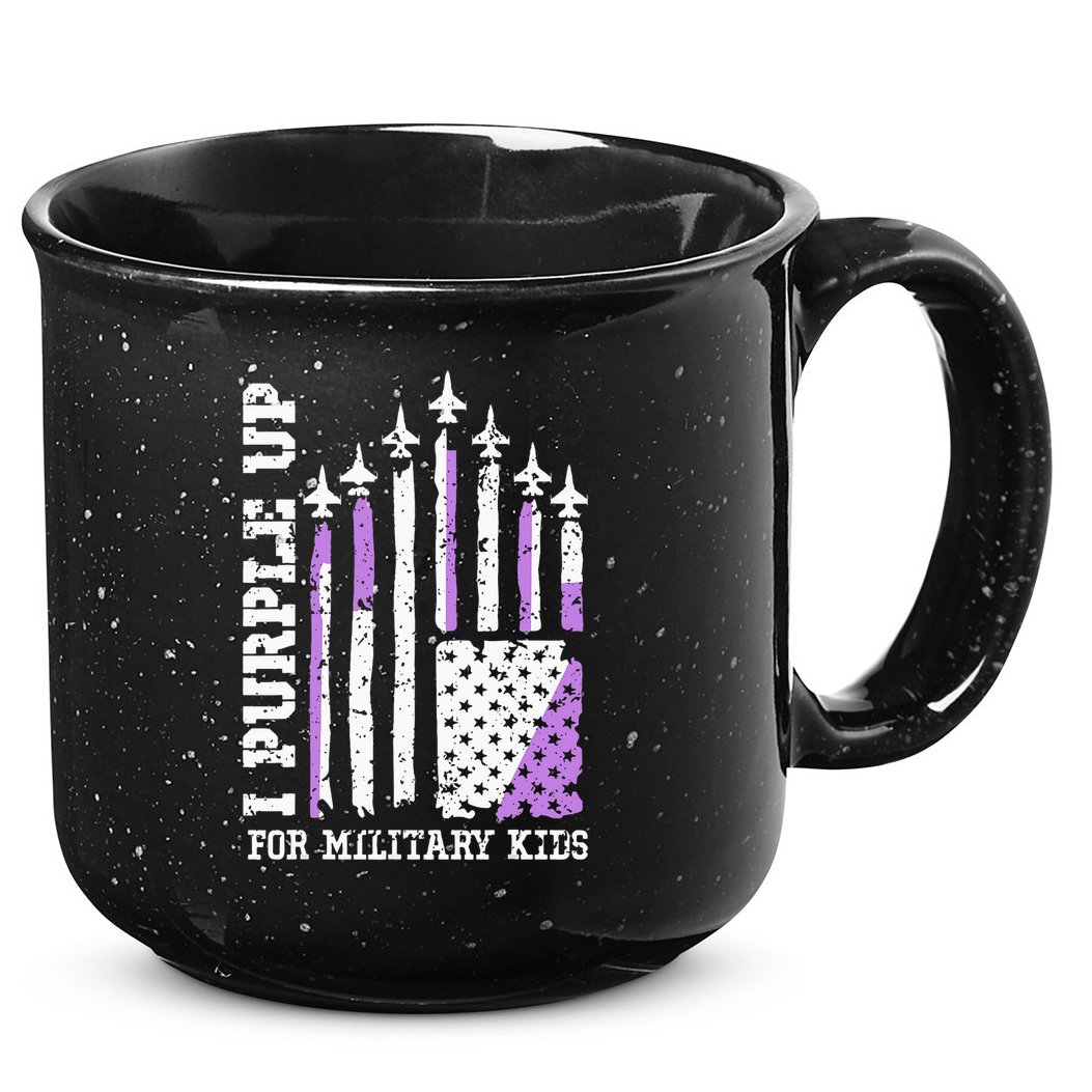 Purple Up for Military Kid U.S Flag Military Child Month  15oz Campfire Ceramic Mug