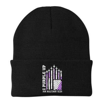Purple Up for Military Kid U.S Flag Military Child Month  Beanie