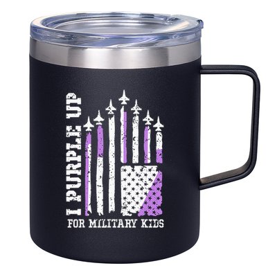 Purple Up for Military Kid U.S Flag Military Child Month  12oz Stainless Steel Coffee Mug