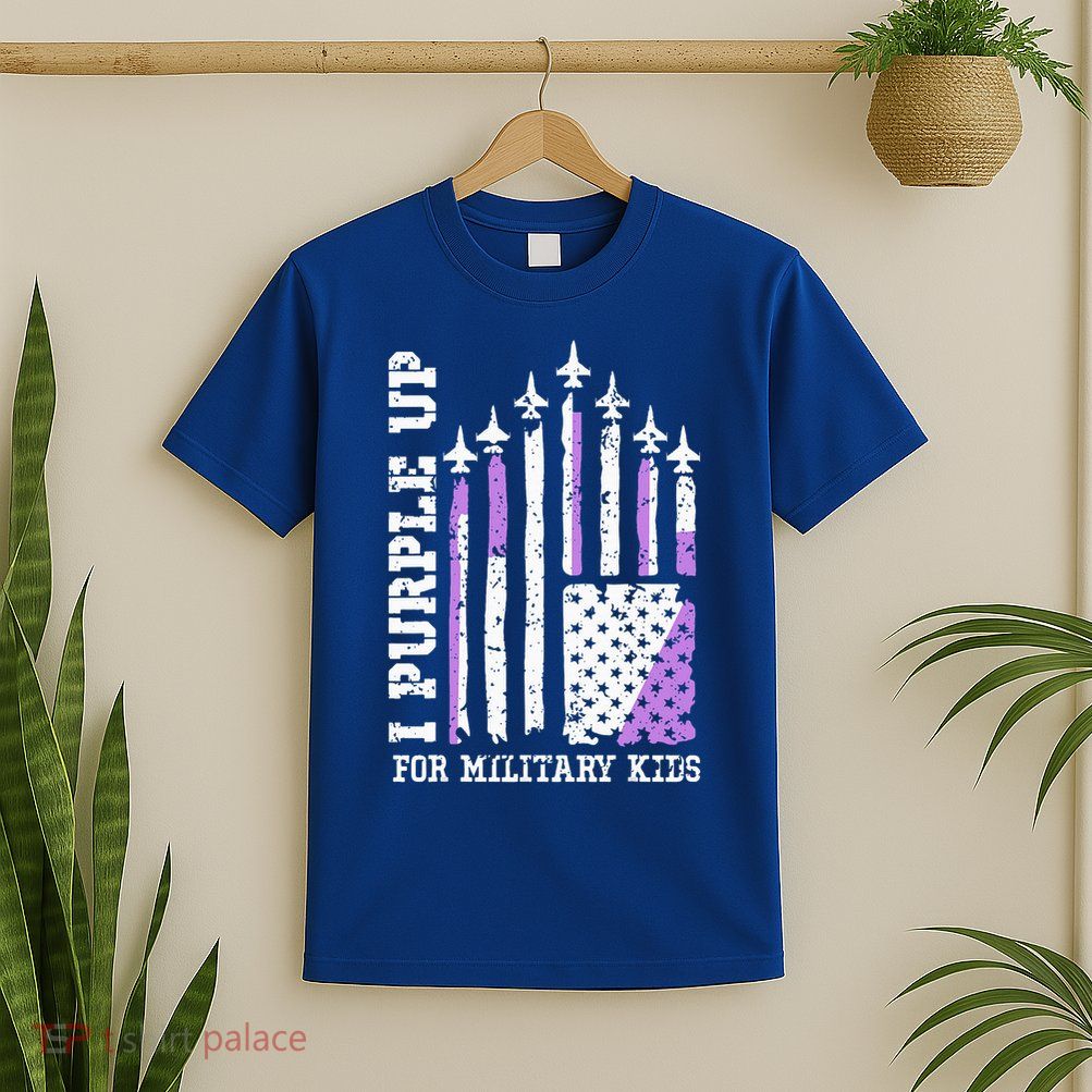 Purple Up for Military Kid U.S Flag Military Child Month  T-Shirt
