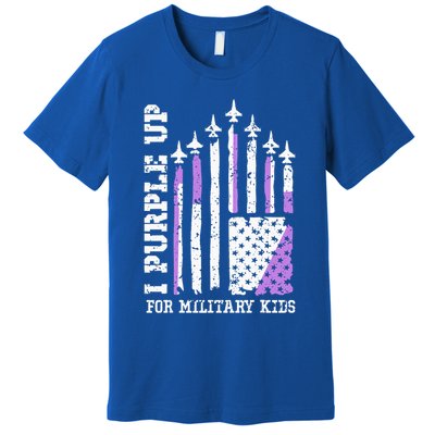 Purple Up for Military Kid U.S Flag Military Child Month  Premium T-Shirt