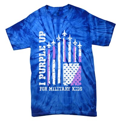 Purple Up for Military Kid U.S Flag Military Child Month  Tie-Dye T-Shirt