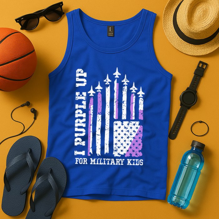 Purple Up for Military Kid U.S Flag Military Child Month  Tank Top