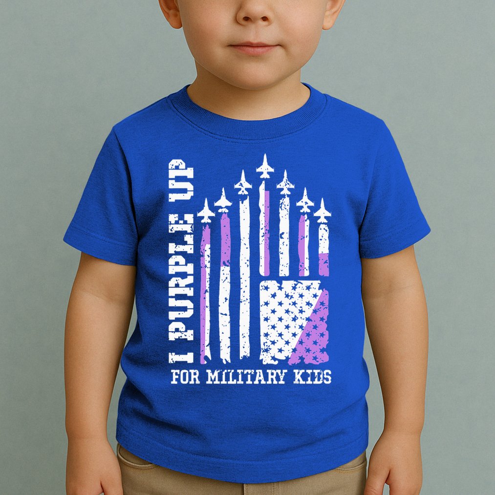 Purple Up for Military Kid U.S Flag Military Child Month  Toddler T-Shirt