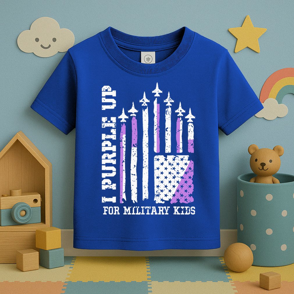 Purple Up for Military Kid U.S Flag Military Child Month  Toddler T-Shirt