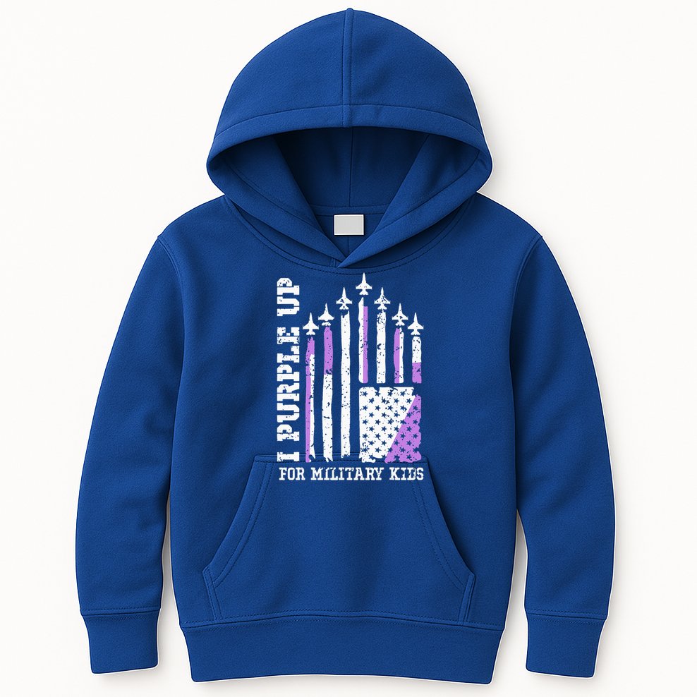 Purple Up for Military Kid U.S Flag Military Child Month  Kids Hoodie