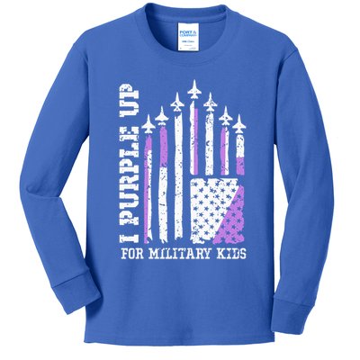 Purple Up for Military Kid U.S Flag Military Child Month  Kids Long Sleeve Shirt