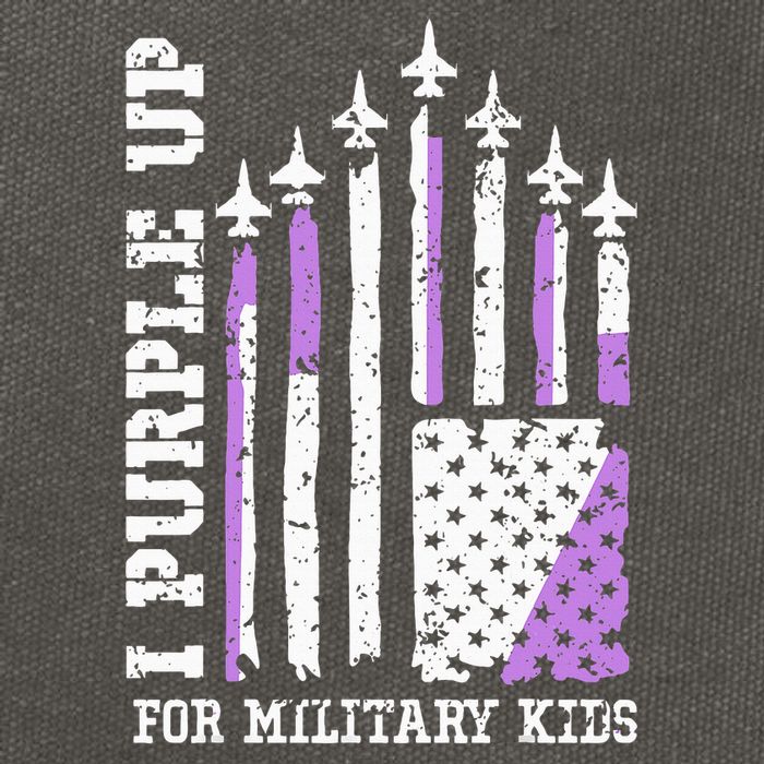Purple Up for Military Kid U.S Flag Military Child Month  Cotton Canvas Backpack