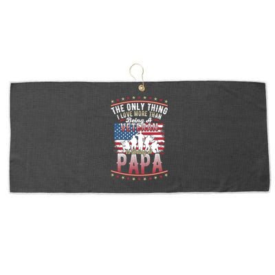 Proud Us Flag I Love More Than Being A Veteran Papa Gift Large Microfiber Waffle Golf Towel