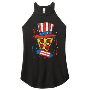 Pizza US Flag Hat Firecracker 4th Of July Food Patriotic Women's Perfect Tri Rocker Tank