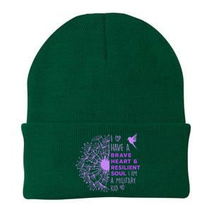 Purple Up For Military Dandelion Military Child Month Knit Cap Winter Beanie