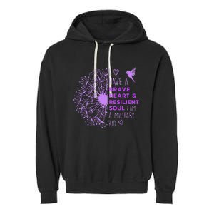 Purple Up For Military Dandelion Military Child Month Garment-Dyed Fleece Hoodie