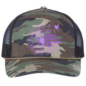 Purple Up For Military Dandelion Military Child Month Retro Rope Trucker Hat Cap