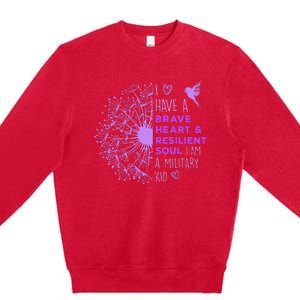 Purple Up For Military Dandelion Military Child Month Premium Crewneck Sweatshirt