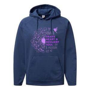 Purple Up For Military Dandelion Military Child Month Performance Fleece Hoodie