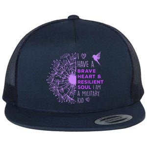 Purple Up For Military Dandelion Military Child Month Flat Bill Trucker Hat