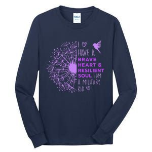 Purple Up For Military Dandelion Military Child Month Tall Long Sleeve T-Shirt