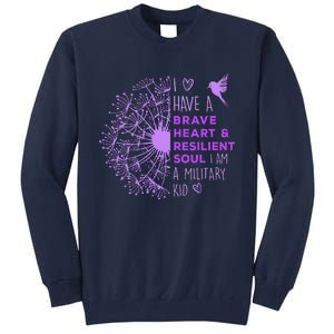 Purple Up For Military Dandelion Military Child Month Tall Sweatshirt