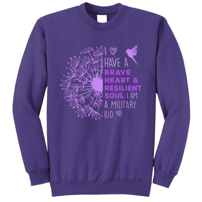 Purple Up For Military Dandelion Military Child Month Sweatshirt