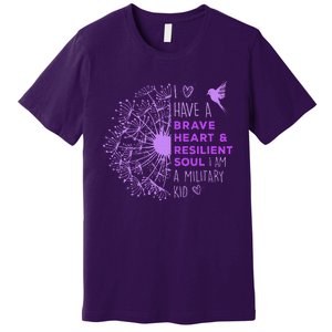 Purple Up For Military Dandelion Military Child Month Premium T-Shirt