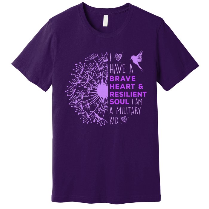 Purple Up For Military Dandelion Military Child Month Premium T-Shirt