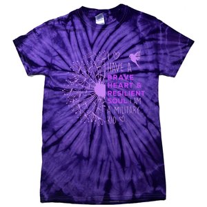 Purple Up For Military Dandelion Military Child Month Tie-Dye T-Shirt